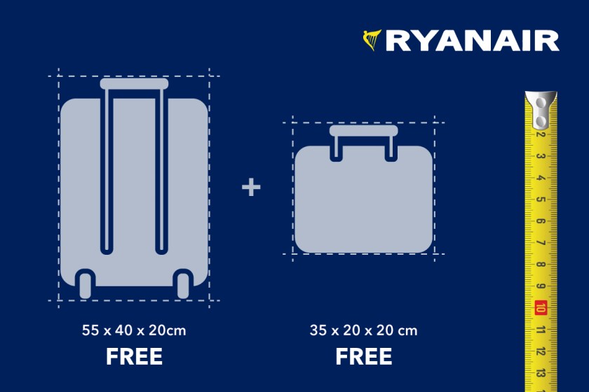 Ryanair Rankinio bagažo dydžiai